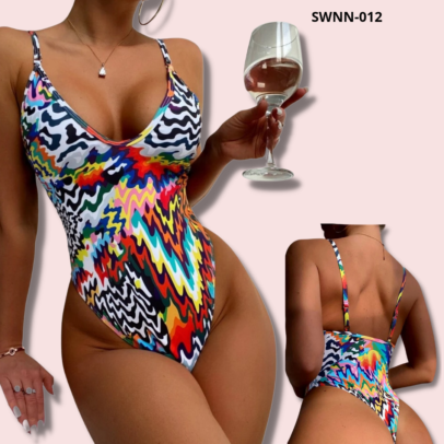 Allover Print One Piece Swimsuit - 012