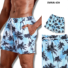 Men Random Palm Tree Print Drawstring Waist Swim Trunks - 039