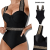 Rivet Decor Push Up One Piece Swimsuit - 056