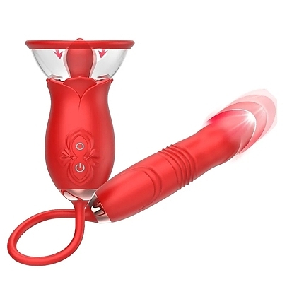 Double Headed Licking Telescopic Rose Vibrator