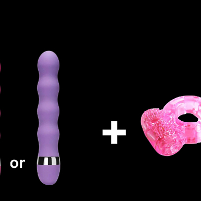Colorful Vibrator and Get Me There Penis Ring Bundle