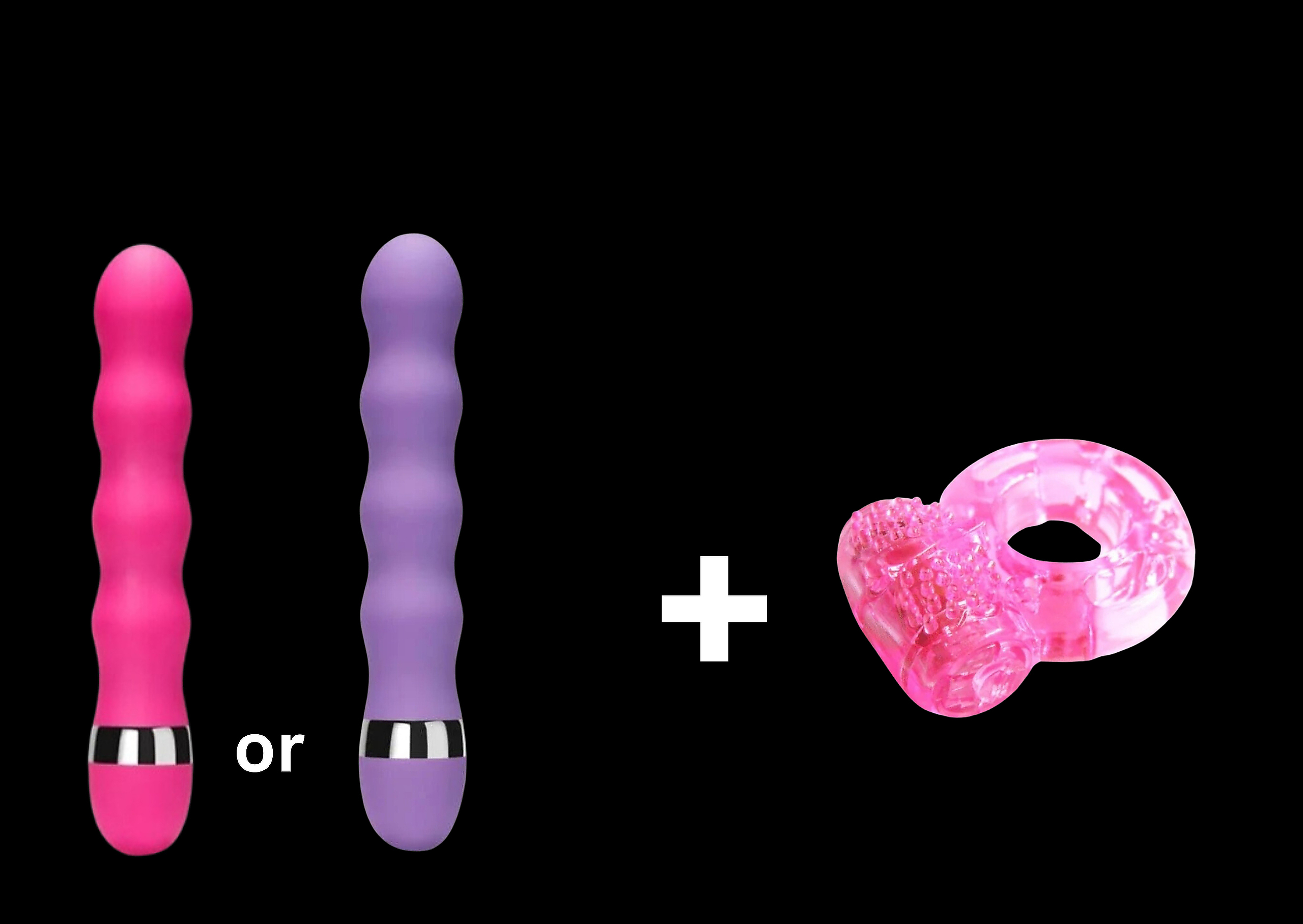 Colorful Vibrator and Get Me There Penis Ring Bundle