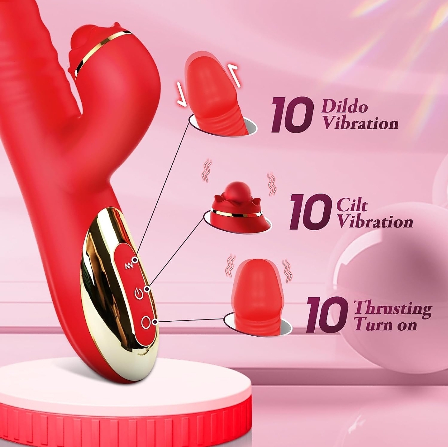 Ruby 4 in 1 Thrusting Rabbit Vibrator - Image 3