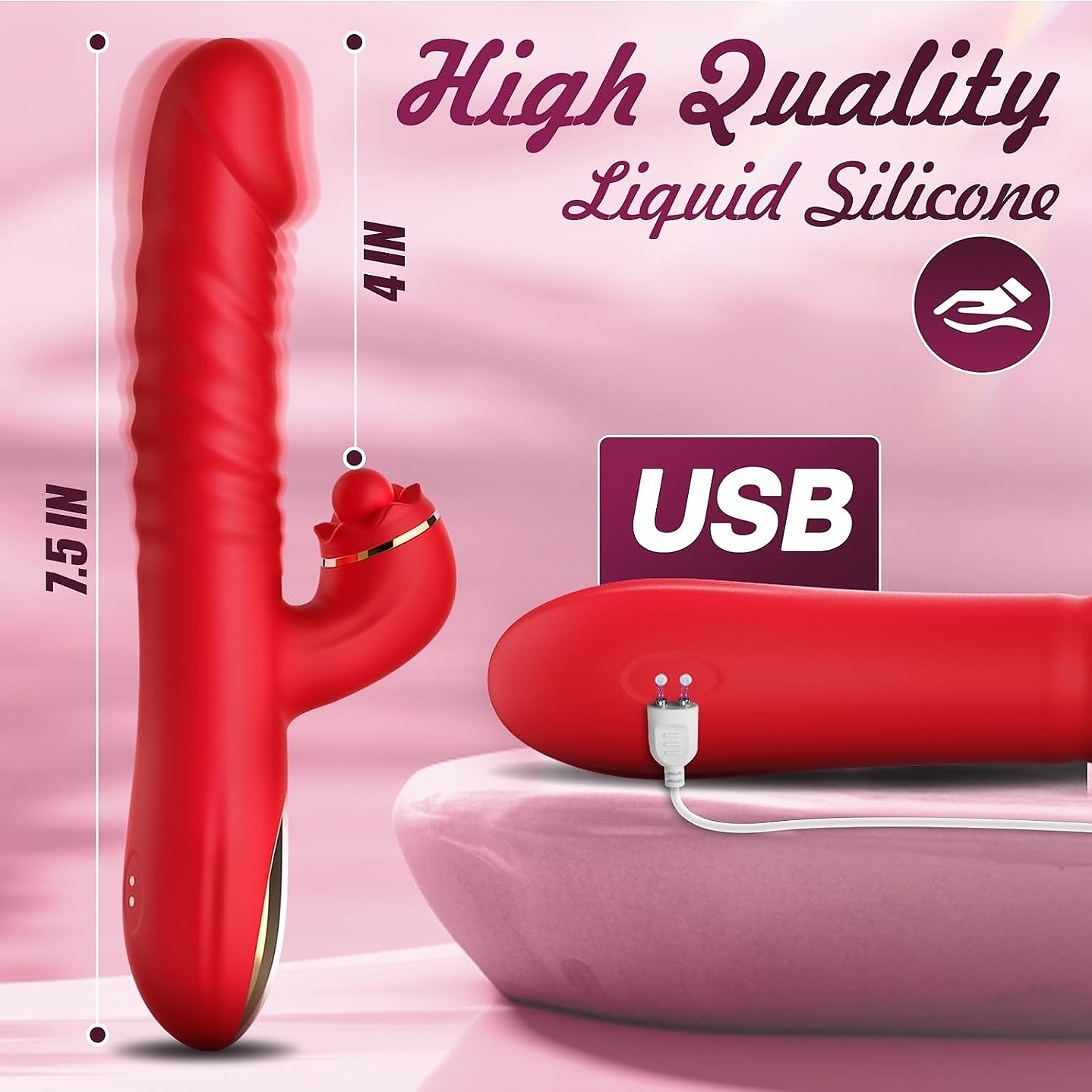 Ruby 4 in 1 Thrusting Rabbit Vibrator - Image 5