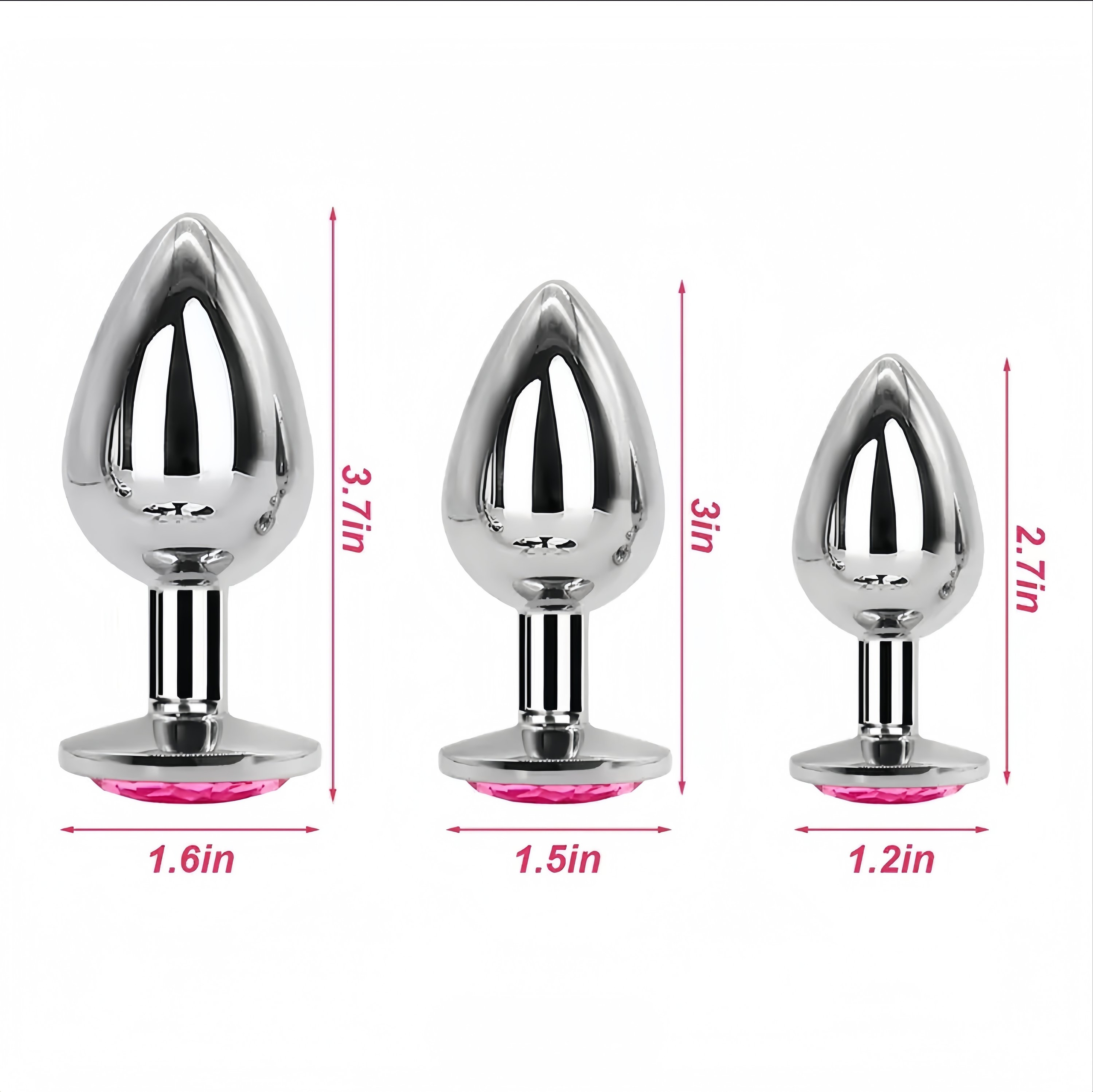Metal Jewelry 3 Piece Anal Plug Set - Image 2