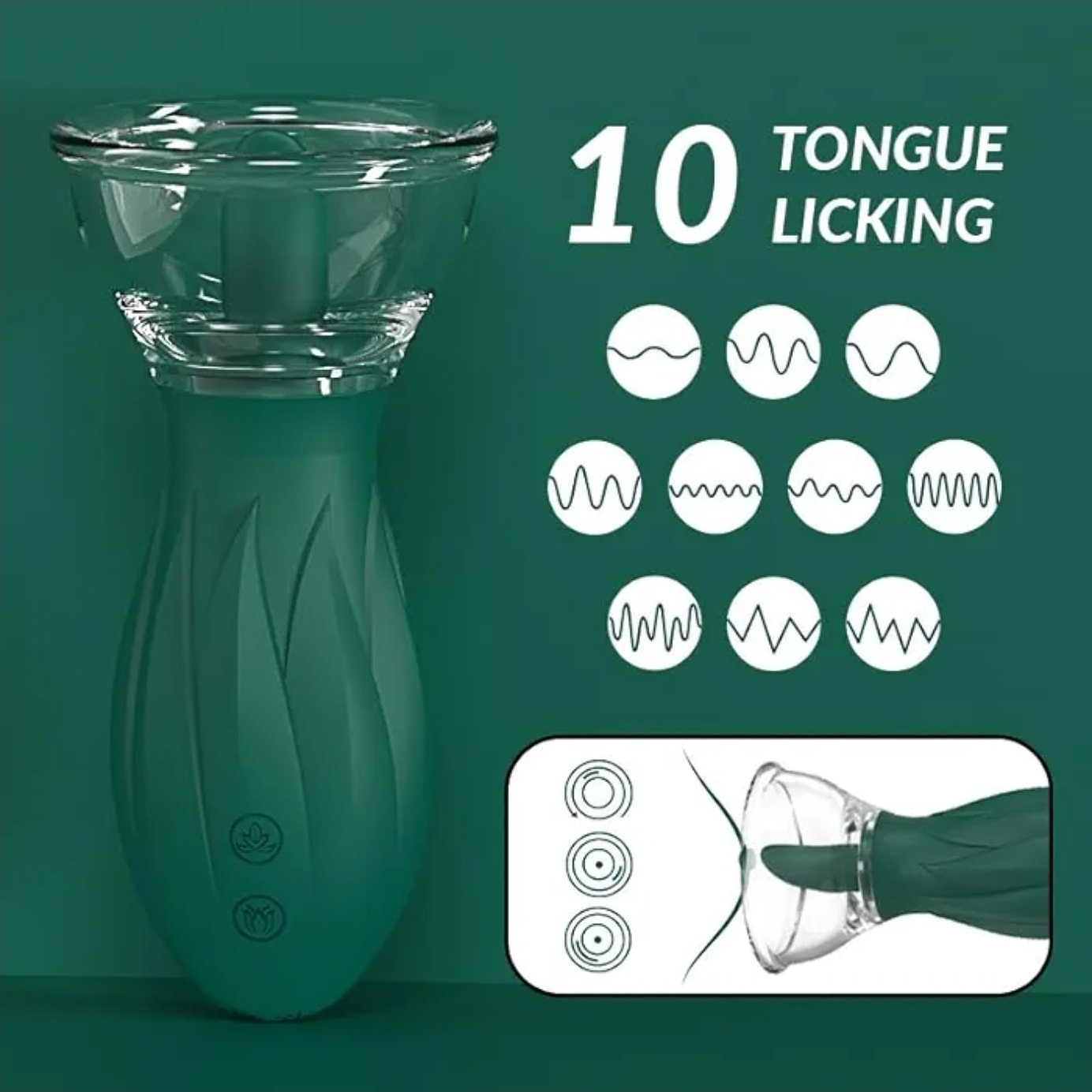 Emerald Bloom - Suction Tongue Rose Vibrator - Image 3