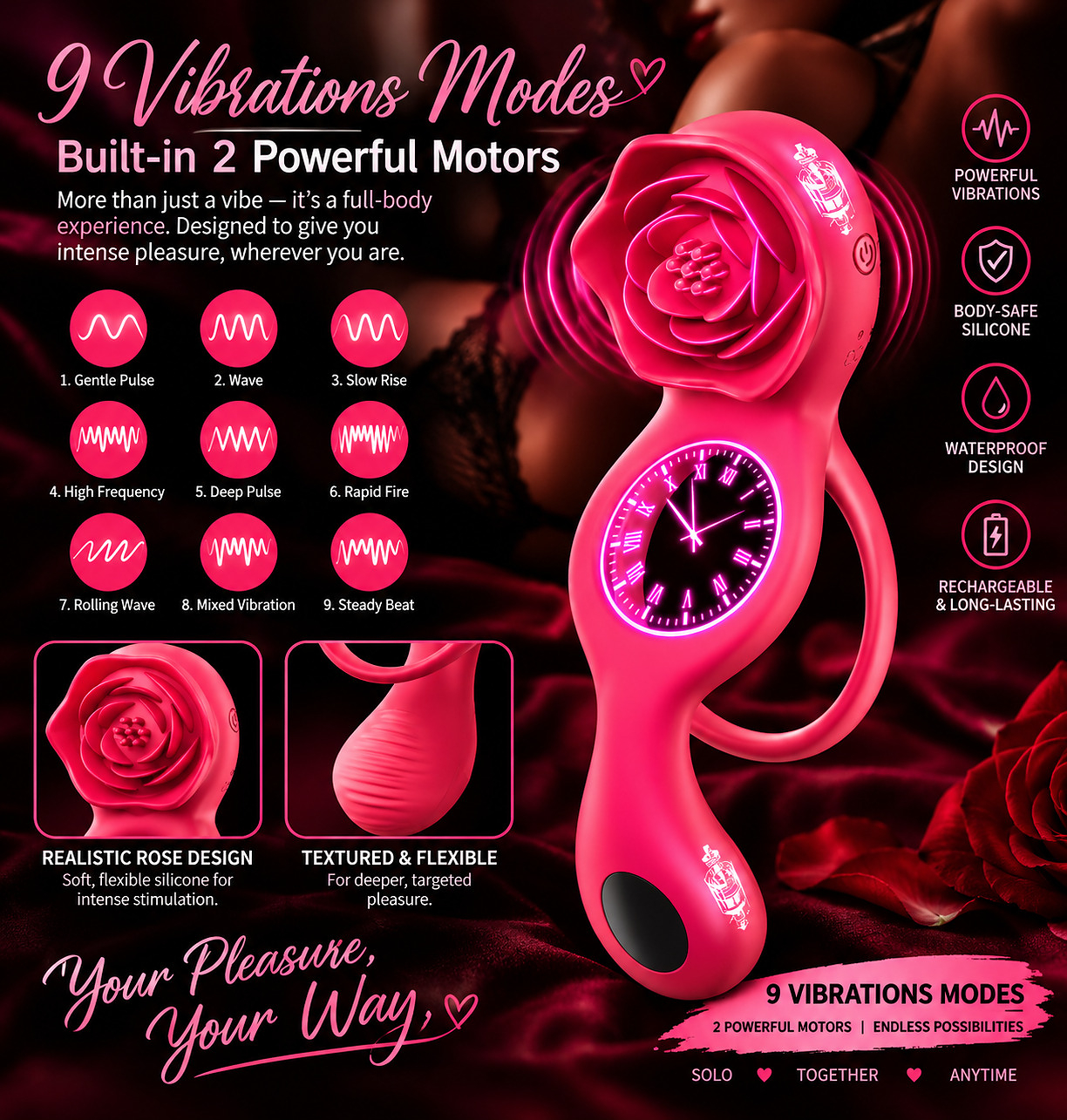 Rose Pulse Penis Ring - Image 3