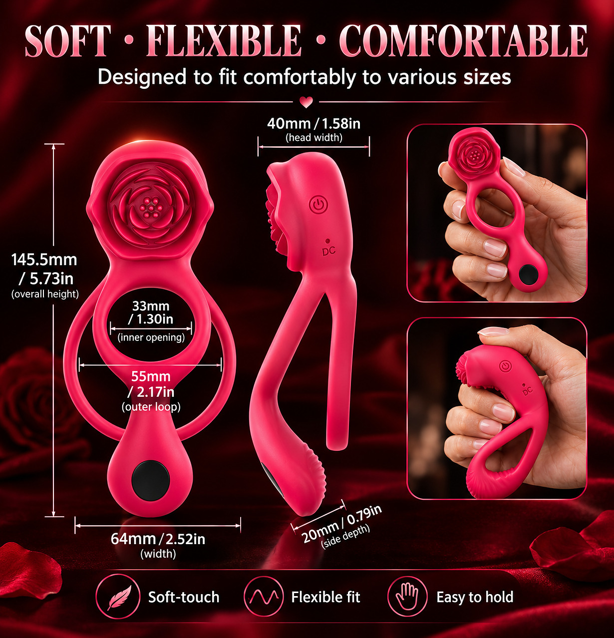 Rose Pulse Penis Ring - Image 4