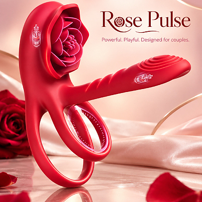 Rose Pulse Couples Vibrator with penis ring